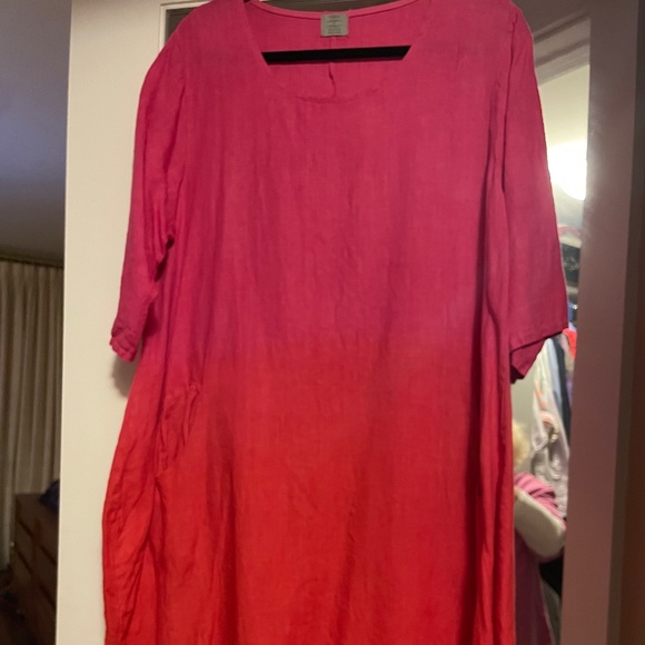 From the UK Dresses & Skirts - 100% Funky Linen Ombré Dress With Pockets